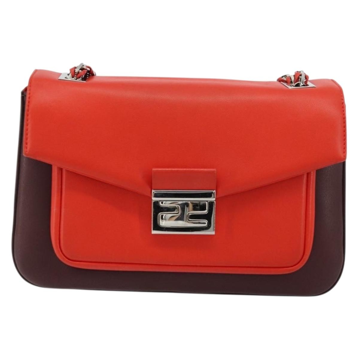 Fendi Be Baguette Flap Leather Red Bag