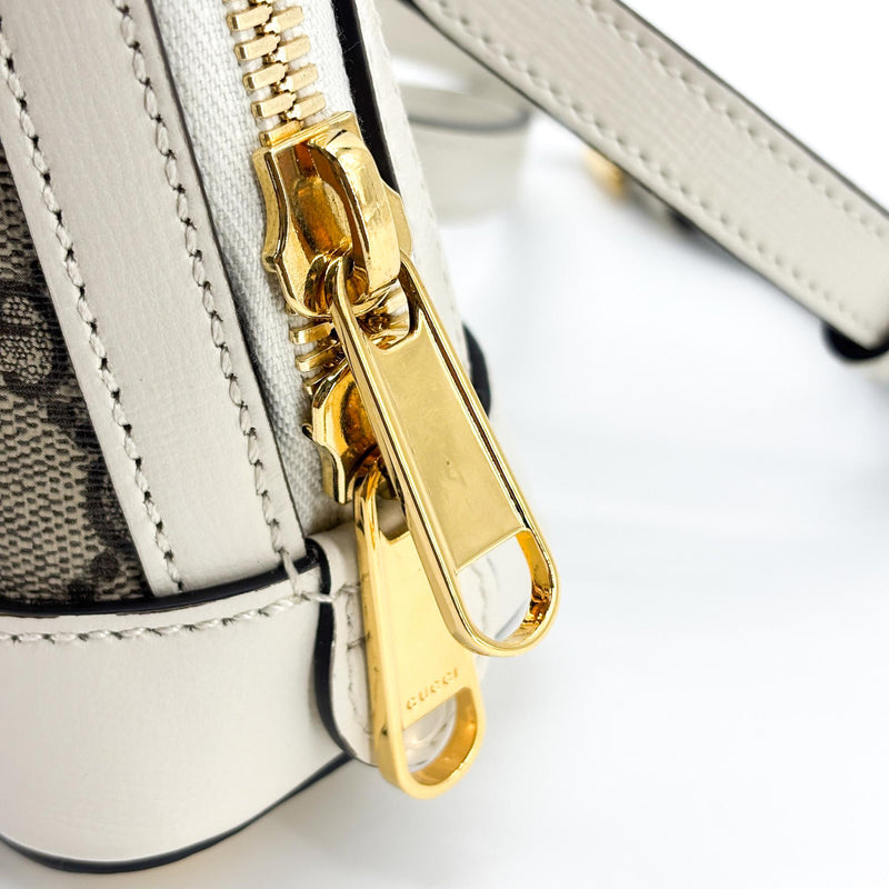 Gucci Horsebit 1955 Top Handle Gg Coated Canvas With Leather Beige Bag