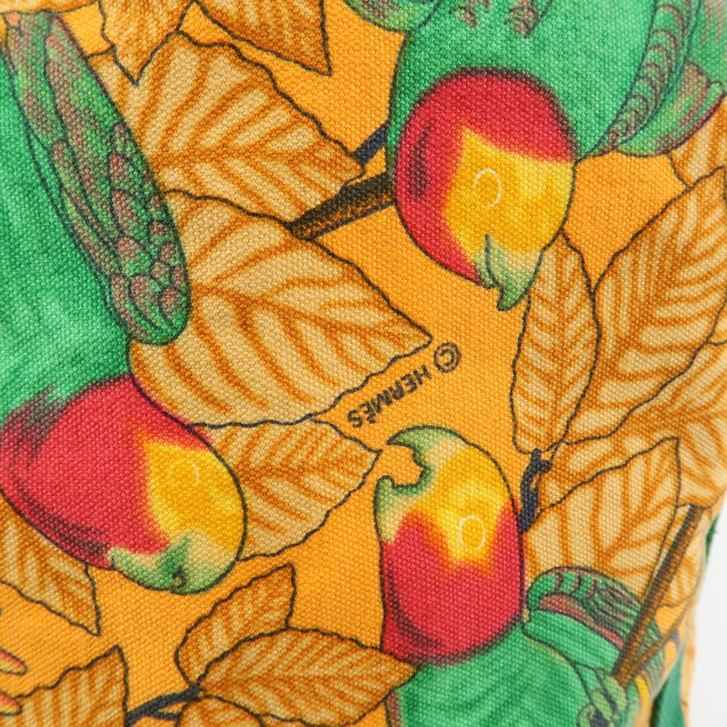 Hermes Vintage Drawstring Bucket Printed Canvas Orange Bag
