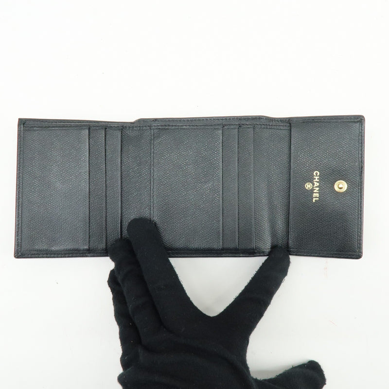 Chanel Cc Button Coin Purse Leather Black Calfskin Accessory