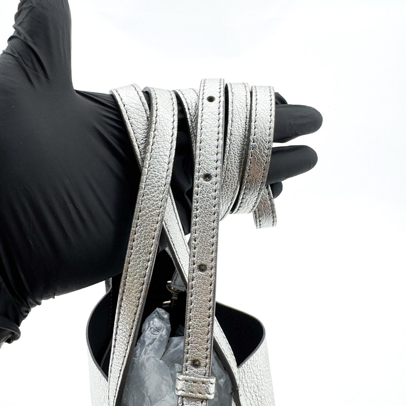 Balenciaga Everyday Patent Silver Leather Bag