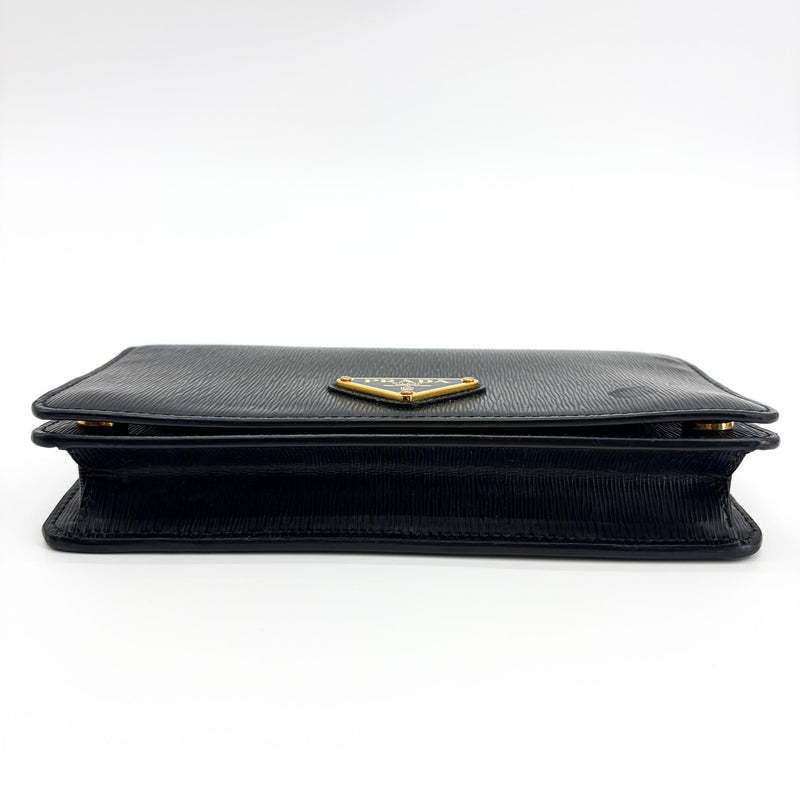 Prada Wallet On Chain Saffiano Leather Black Bag