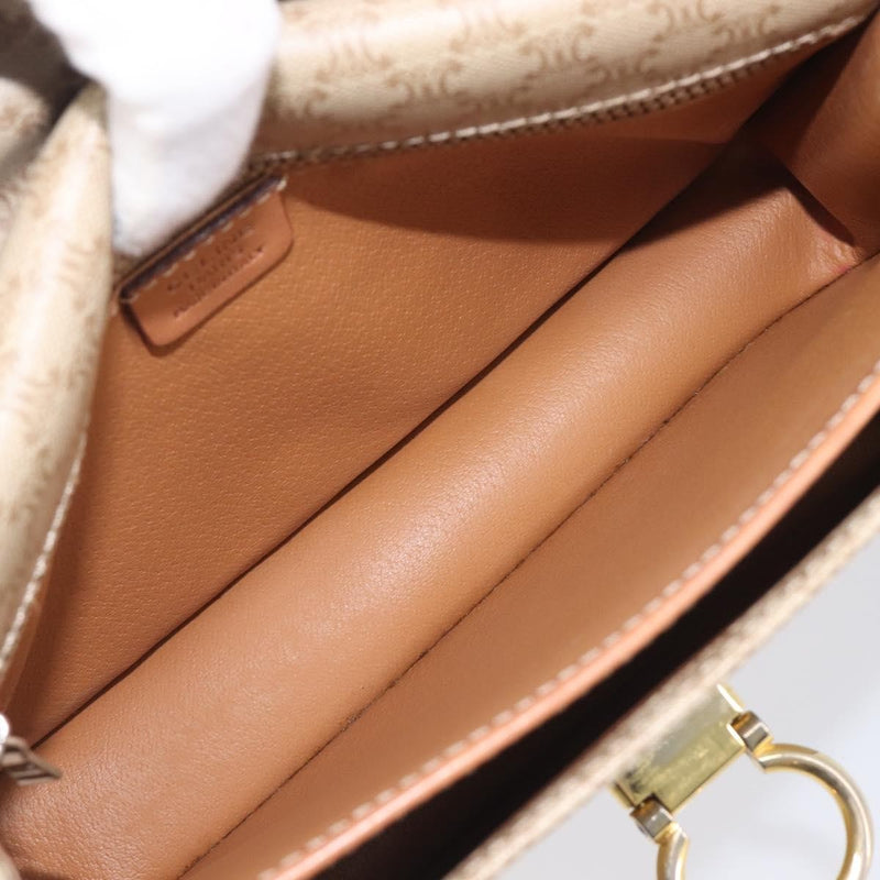 Celine Macadam Shoulder Canvas Beige Bag
