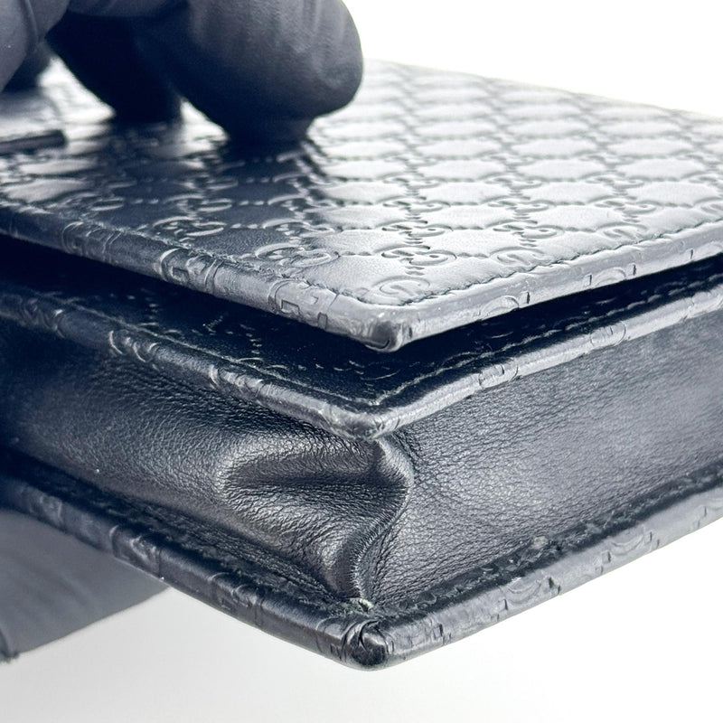 Gucci Wallet On Strap Microguccissima Leather Black Bag