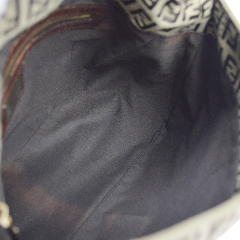 Fendi Zucchino Canvas Mamma Baguette Brown Bag