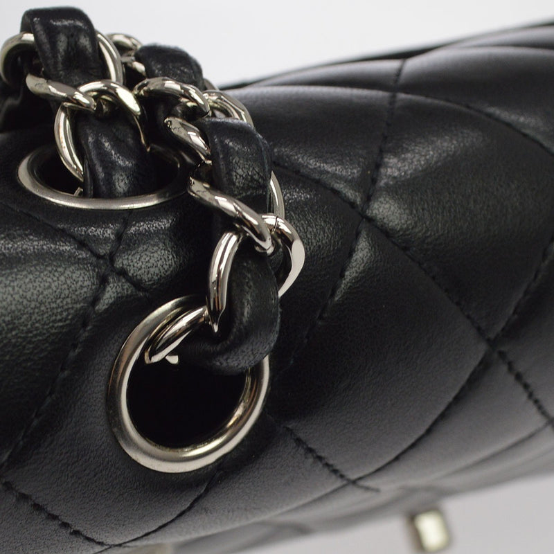 Chanel Classic Timeless Double Flap Quilted Lambskin Black Leather Bag