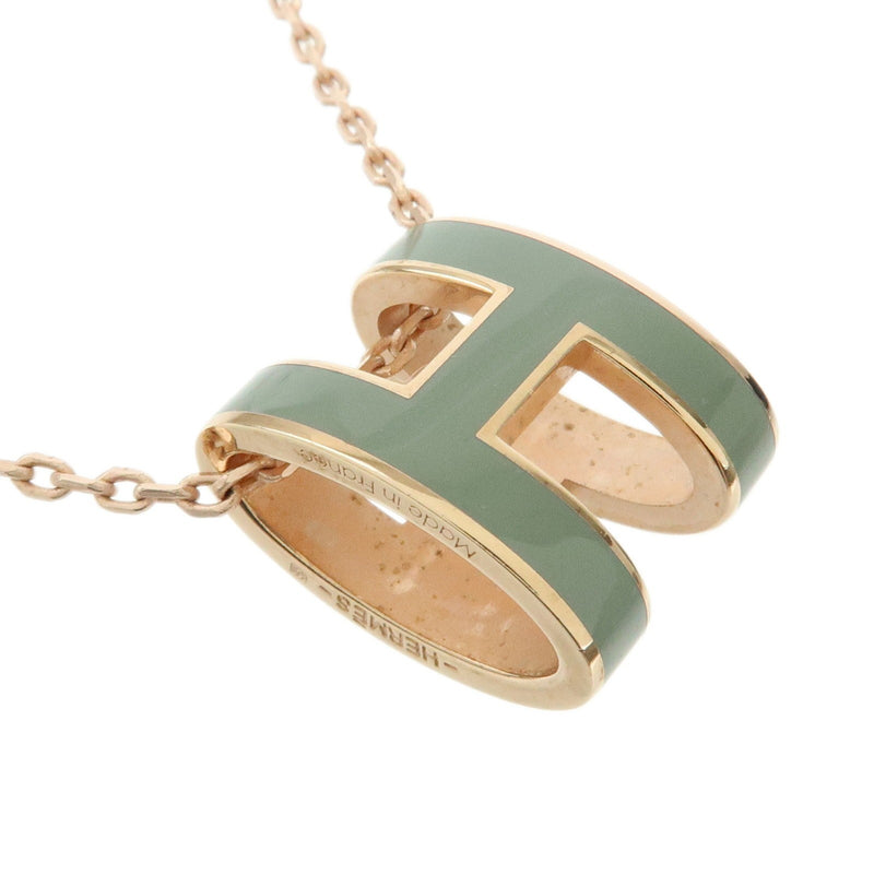 Hermes Pop H Pendant Chain Metal And Enamel Pink Rose_gold Bijoux