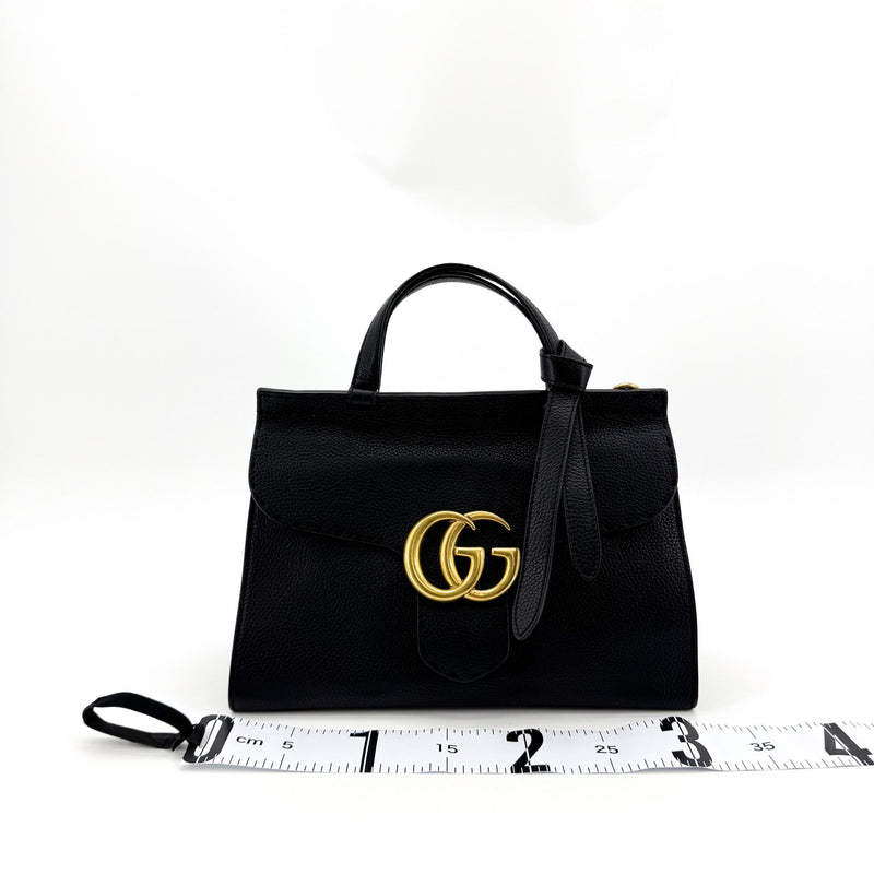 Gucci Gg Marmont Top Handle Leather Black Bag