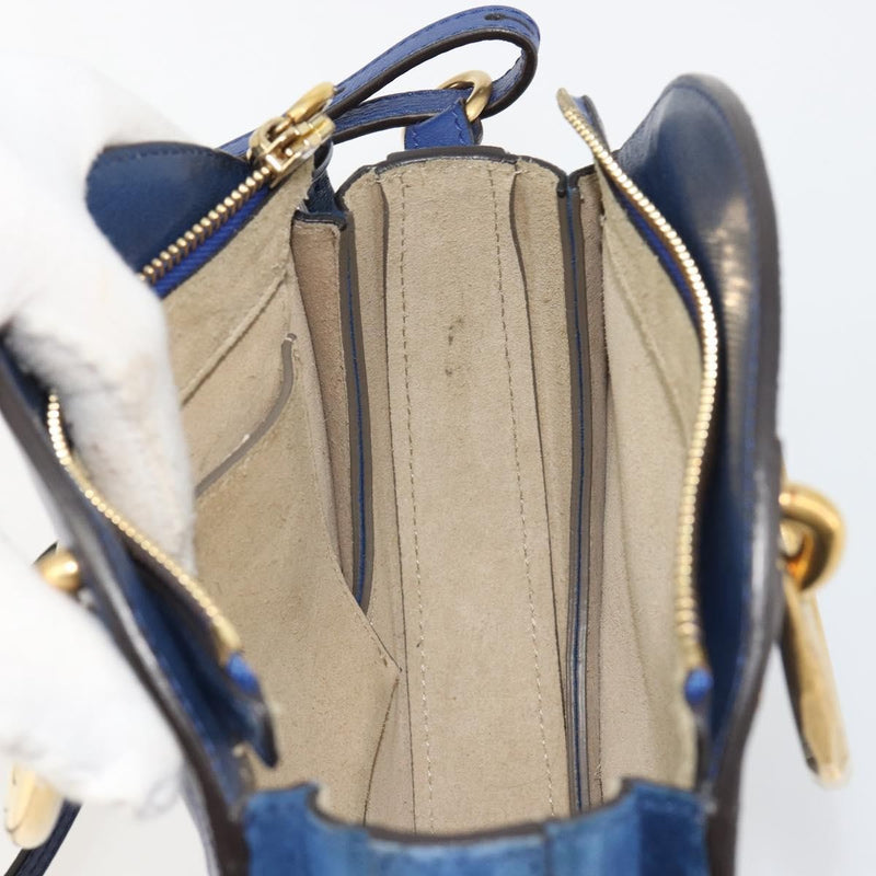 Chloe Pixie Leather And Suede Blue Bag