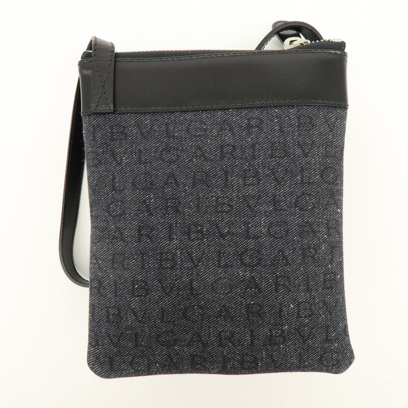 Bvlgari Logomania Canvas With Leather Black Denim_jeans Bag