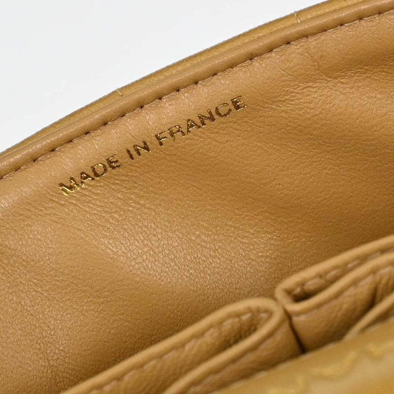 Chanel Chocolate Bar Flap Quilted Lambskin Beige Leather Bag