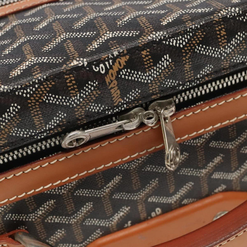 Goyard Bourget Trolley Rolling Luggage Coated Canvas Brown Pvc Bag