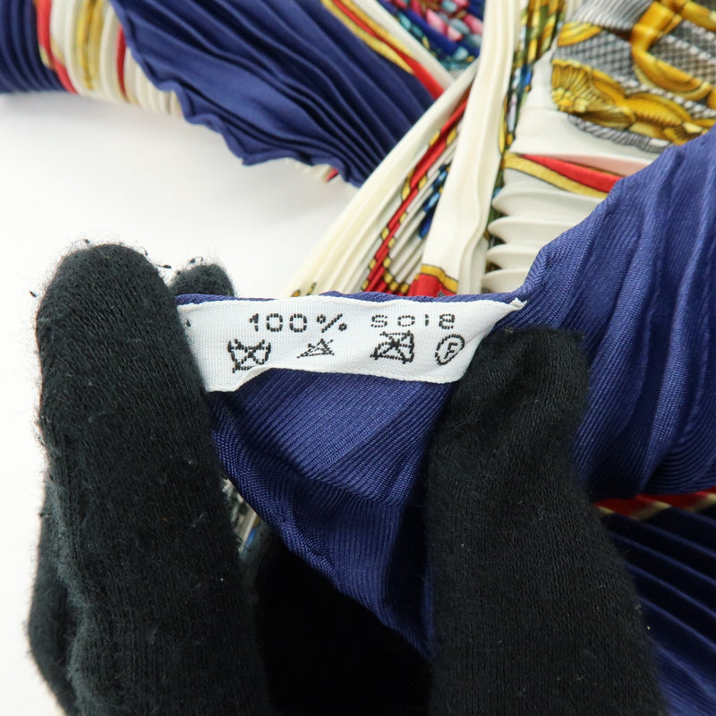 Hermes Carré 90 Pleated Silk Navy Accessory