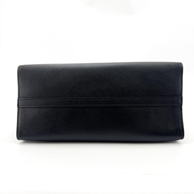 Prada Monochrome Saffiano With City Calf Black Leather Bag