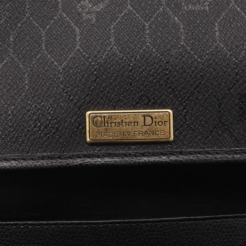 Christian Dior Vintage Honeycomb Canvas Black Leather Bag