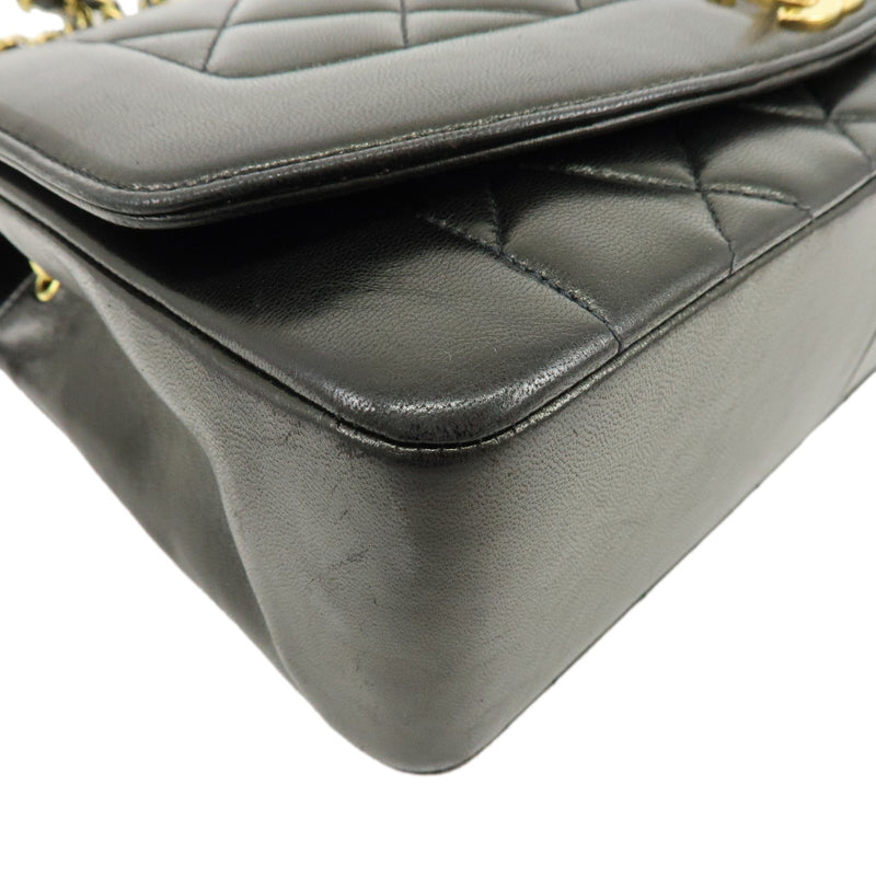 Chanel Vintage Diana Flap Quilted Lambskin Black Leather Bag