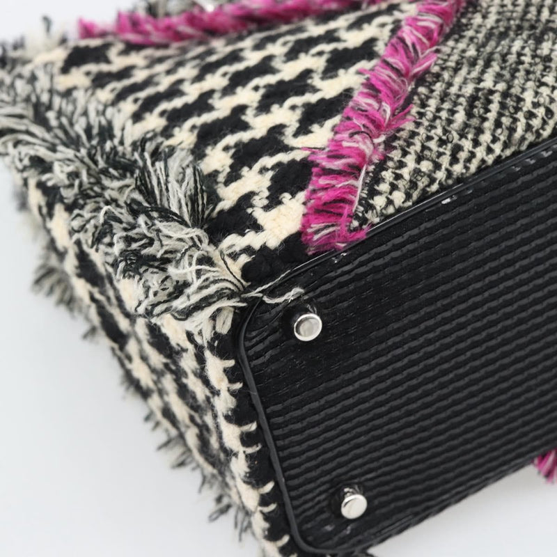 Christian Dior Diorissimo Patchwork Tweed Black Canvas Bag