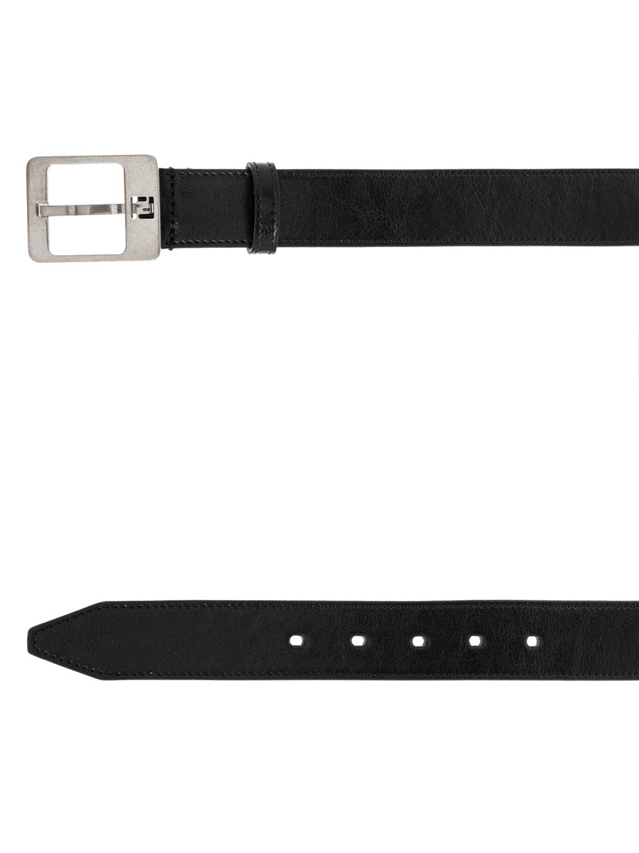Fendi Ff Monogram Buckle Belt — Black Leather