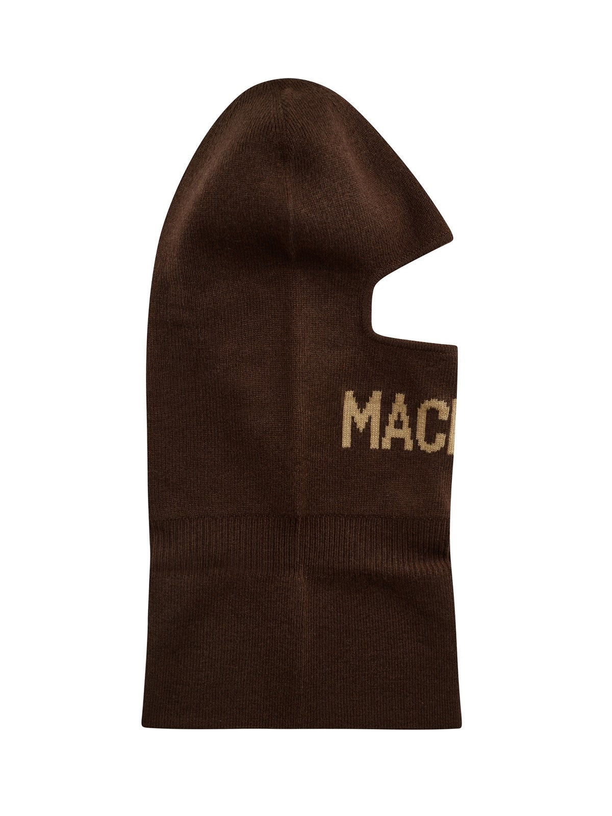 Mackage Balacoffee Logo-Jacquard Balaclava — Brown Merino Wool Beanies
