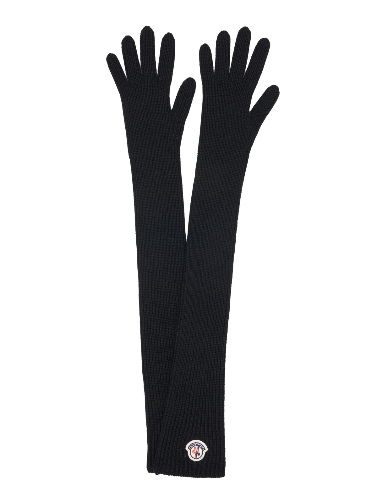 Moncler Logo Patch Virgin Wool Gloves — Black