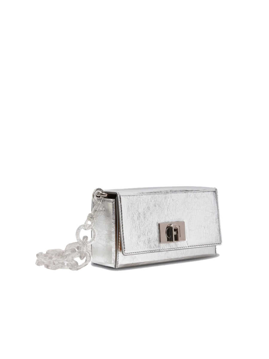 Furla Shoulder Bag — Silver Textile