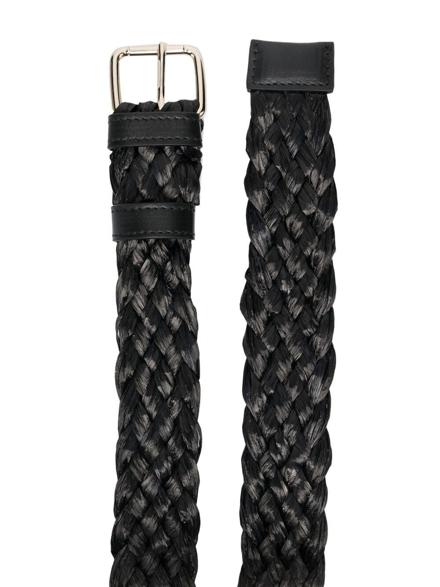 Red Valentino Woven Logo Belt — Black Textile