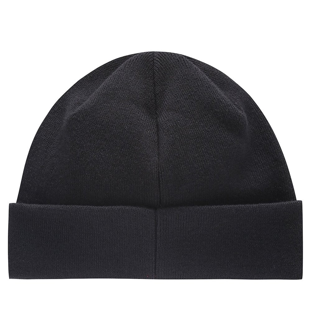 Hugo Boss 50464420001 Wool-Cotton Blend Beanie — Black Beanies
