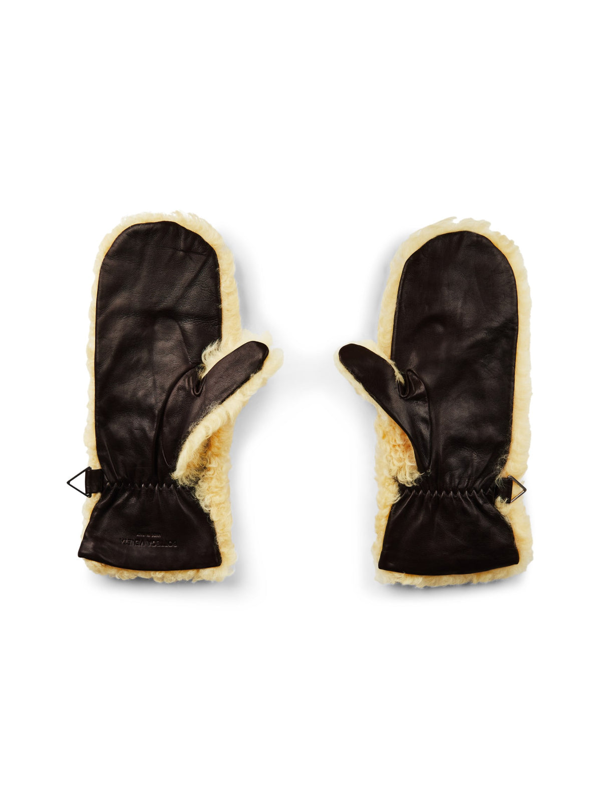 Bottega Veneta Teddy Shearling And Leather Logo Gloves — Beige