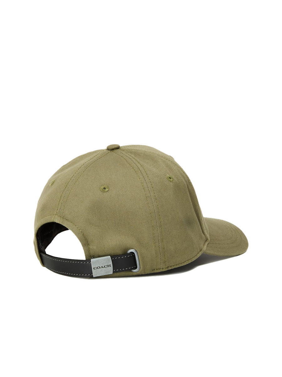 Coach Ch409mgr Embroidered Logo Baseball Cap — Green Cotton Caps