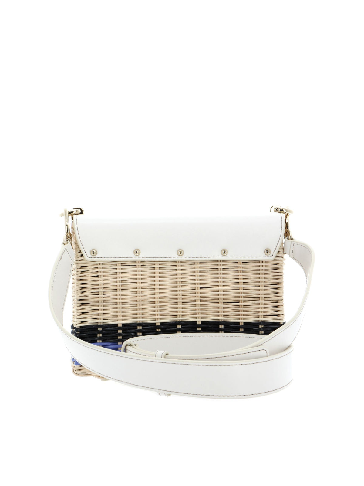 Furla Wicker And Leather Shoulder Bag — White