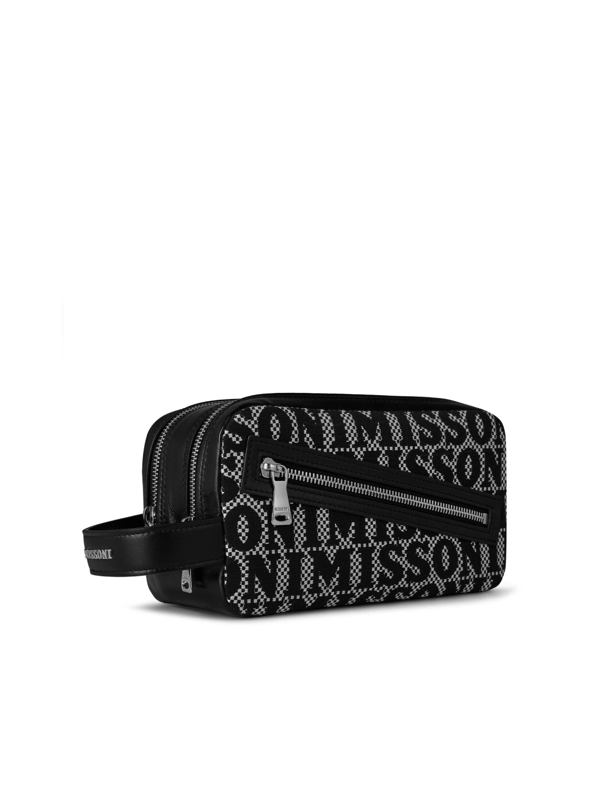Missoni Logo-Jacquard Clutch — Black Leather