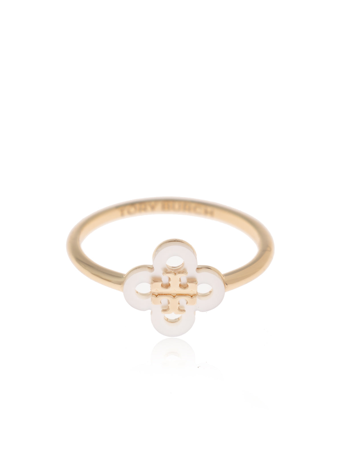 Tory Burch Logo Clover Ring — Gold Brass Rings