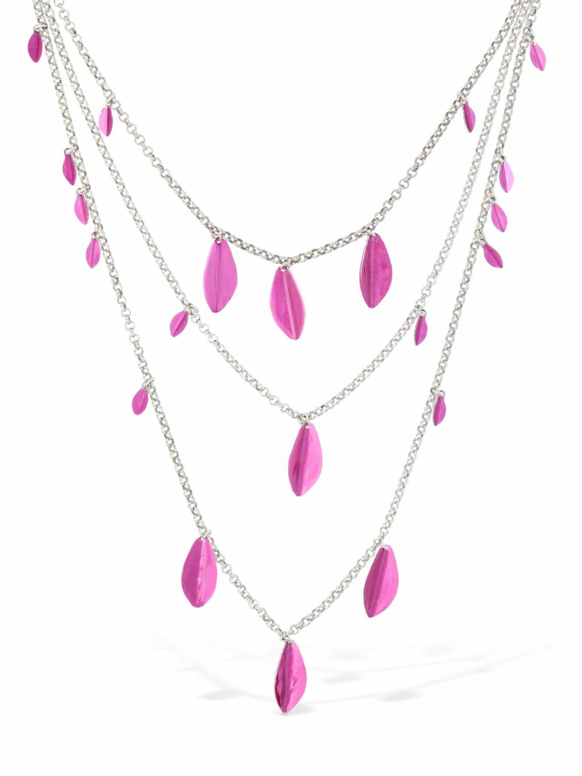 Isabel Marant Metal Leaf Charm Necklace — Pink Brass Necklaces