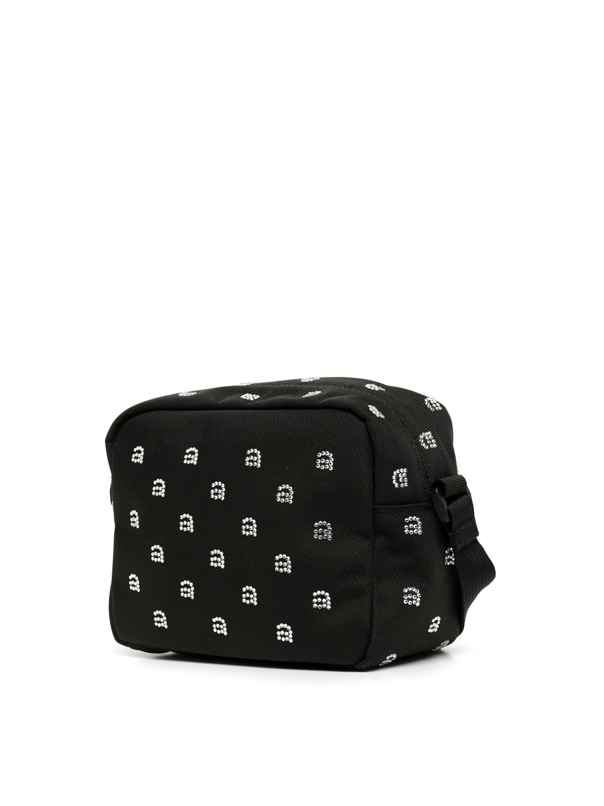 Alexander Wang Wangsport Crystal Logo Shoulder Bag — Black Textile