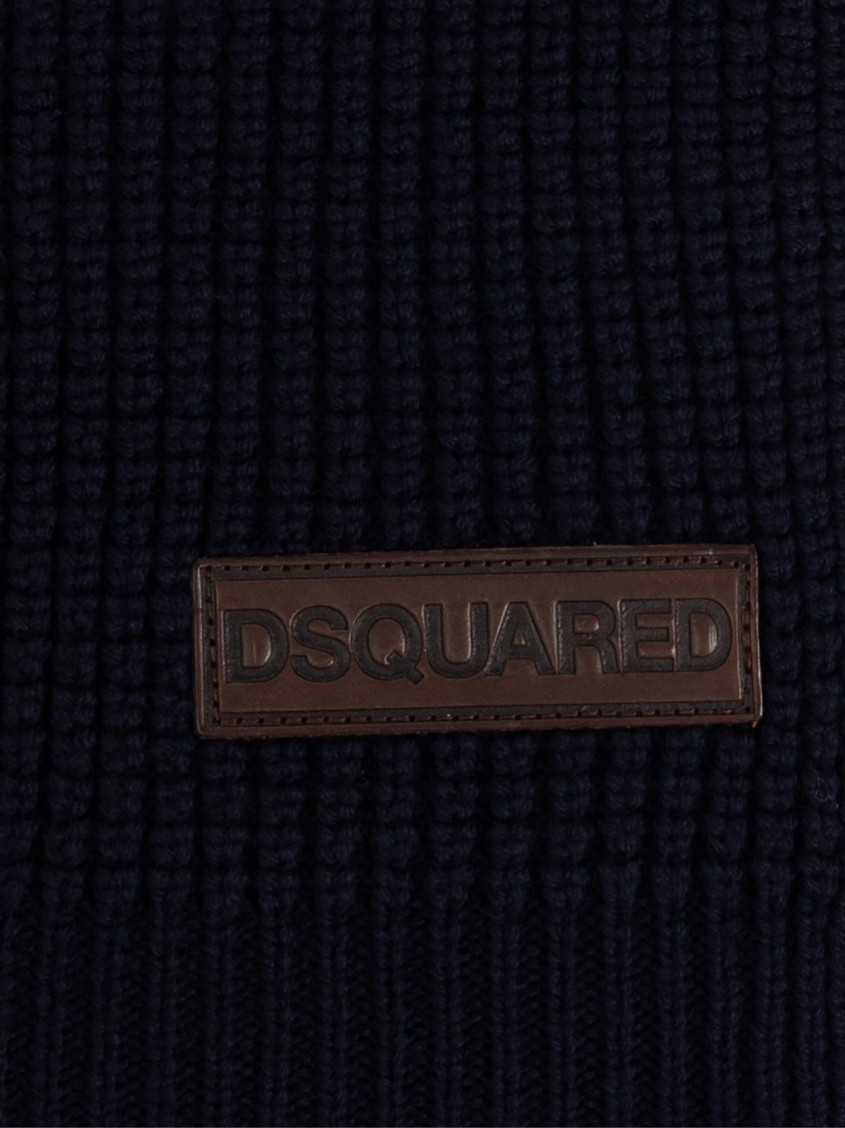 Dsquared2 Logo Patch Knit Wool Scarf — Navy Scarfs