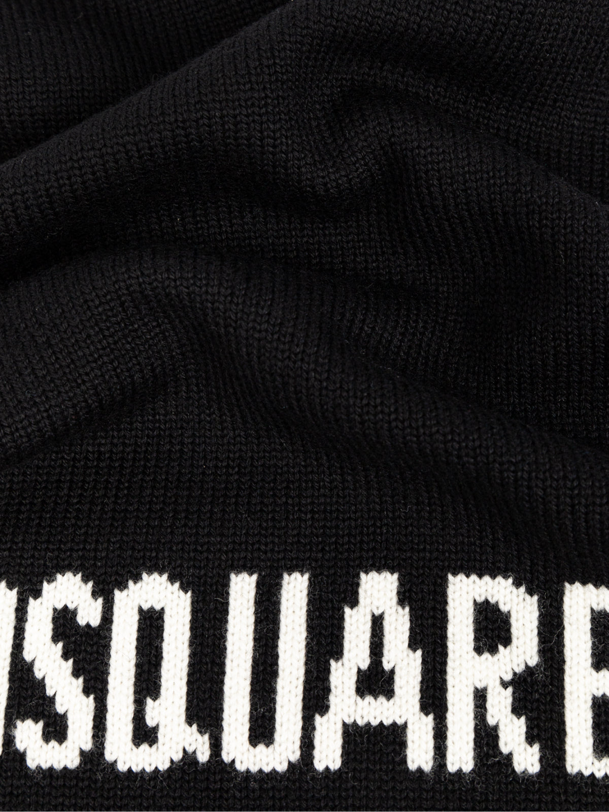 Dsquared2 Logo Intarsia Knit Wool Scarf — Black Scarfs
