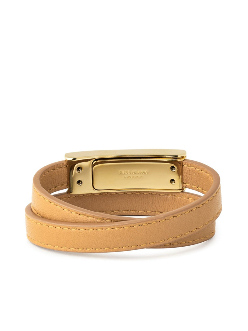Ferragamo Hug Gancini Belt — Beige Leather