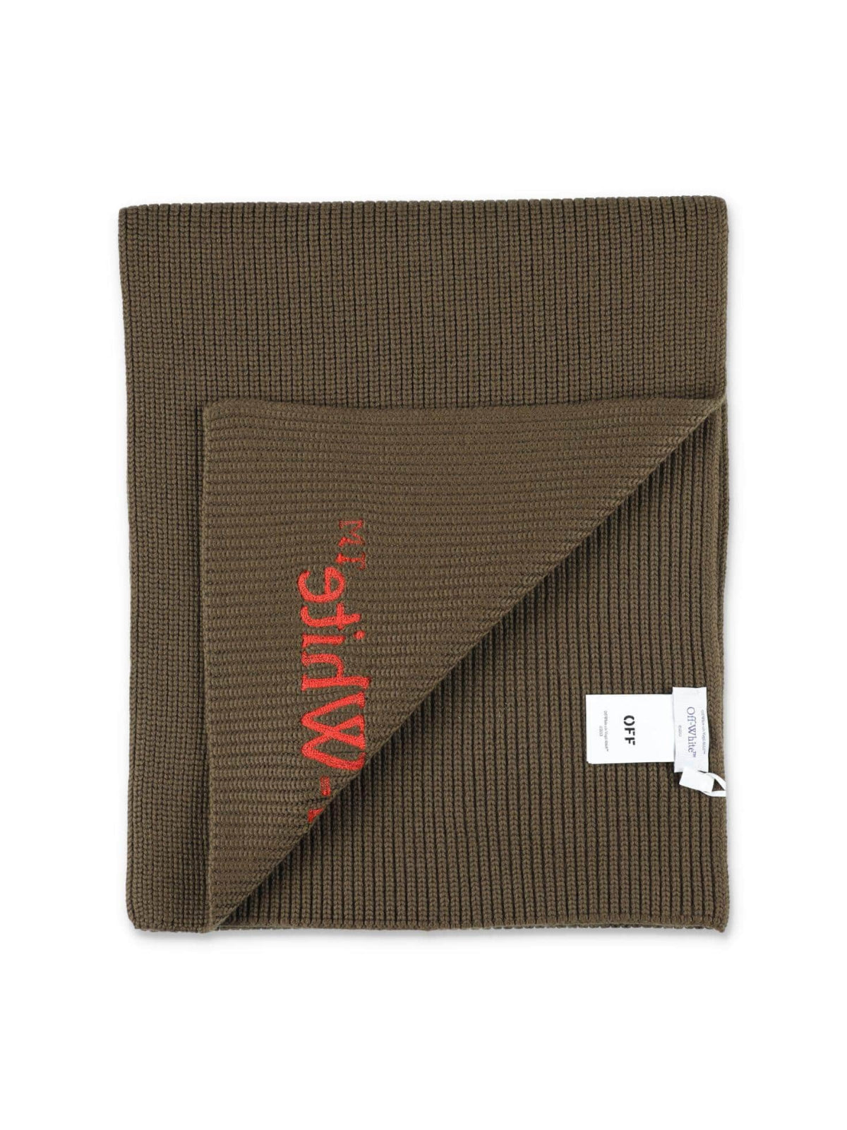Off-White Bookish Logo Knit Wool Scarf — Green Virgin Scarfs