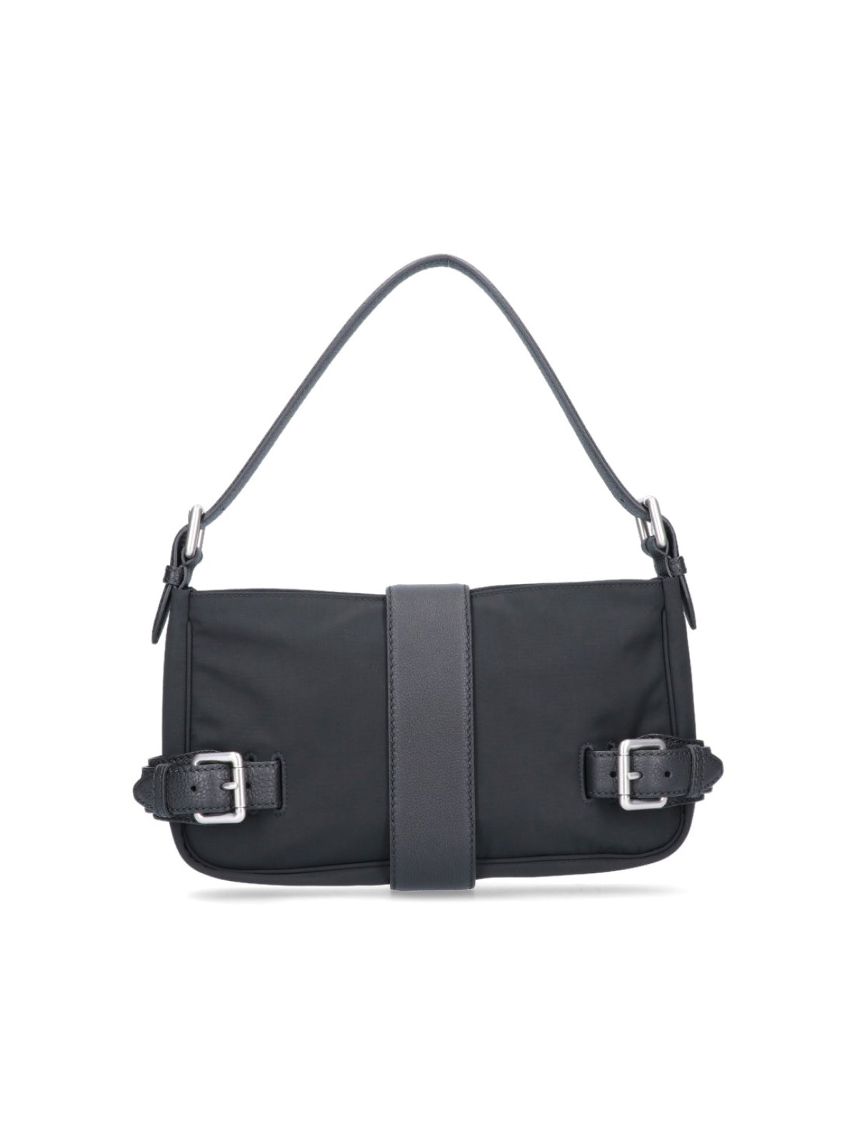Bottega Veneta Buckle-Strap Detail Shoulder Bag — Black Textile