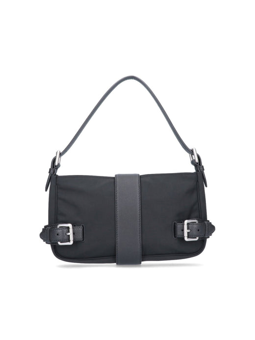 Bottega Veneta Buckle-Strap Detail Shoulder Bag — Black Textile
