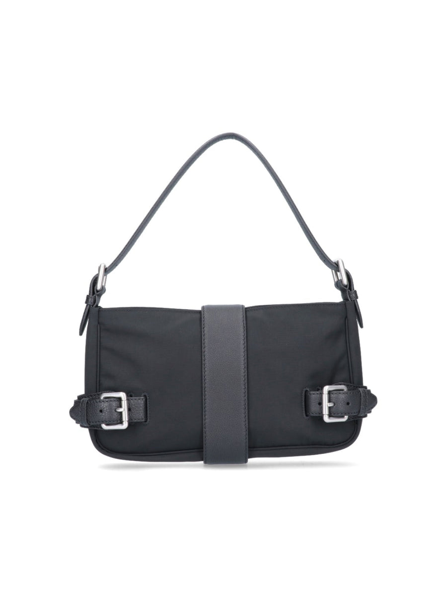 Bottega Veneta Buckle-Strap Detail Shoulder Bag — Black Textile