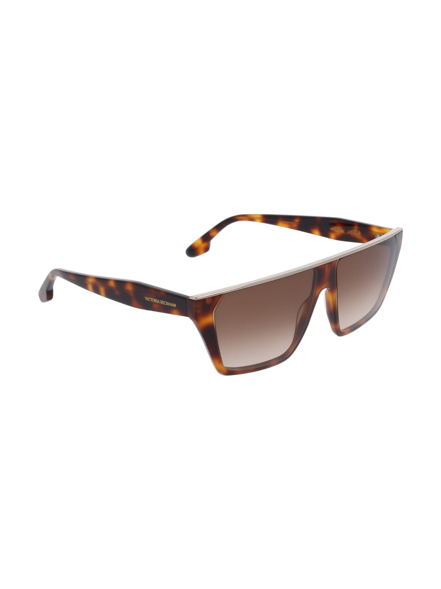 Victoria Beckham Vb683s215 Logo Arm Sunglasses — Brown Acetate