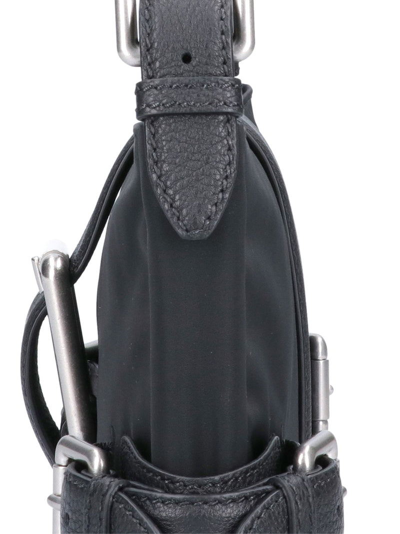 Bottega Veneta Buckle-Strap Detail Shoulder Bag — Black Textile