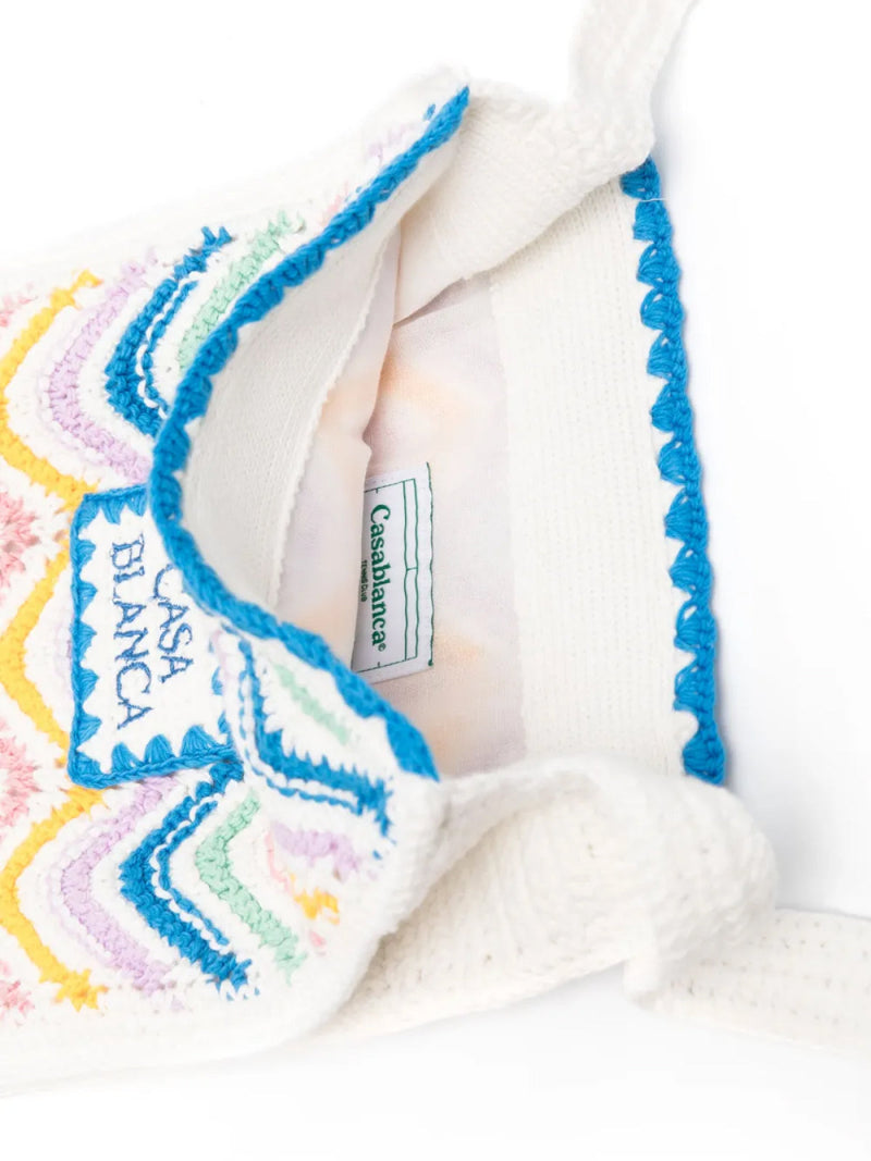 Casablanca Gradient Wave Crochet Crossbody Bag — Multicolor Cotton