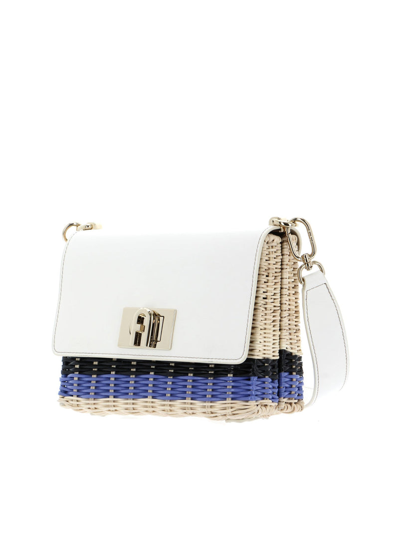 Furla Wicker And Leather Shoulder Bag — White