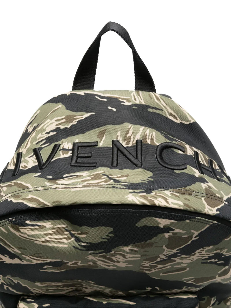 Givenchy Tiger-Stripe Camouflage Logo Backpack — Multicolor Polyester