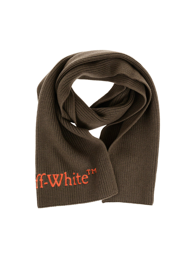 Off-White Bookish Logo Knit Wool Scarf — Green Virgin Scarfs