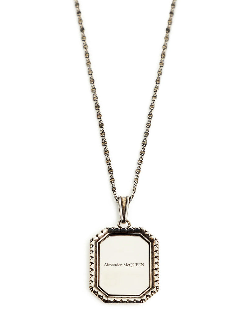 Alexander Mcqueen Plate Medallion Cameo Chain Necklace — Silver Brass Necklaces