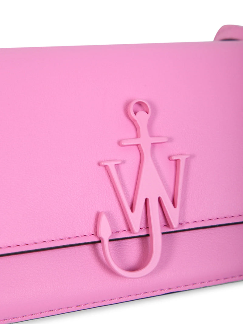 Jw Anderson Anchor Logo Chain Shoulder Bag — Pink Leather