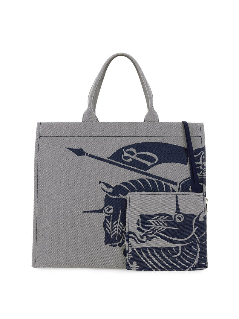 Burberry Ekd Knight Tote Bag — Gray Textile